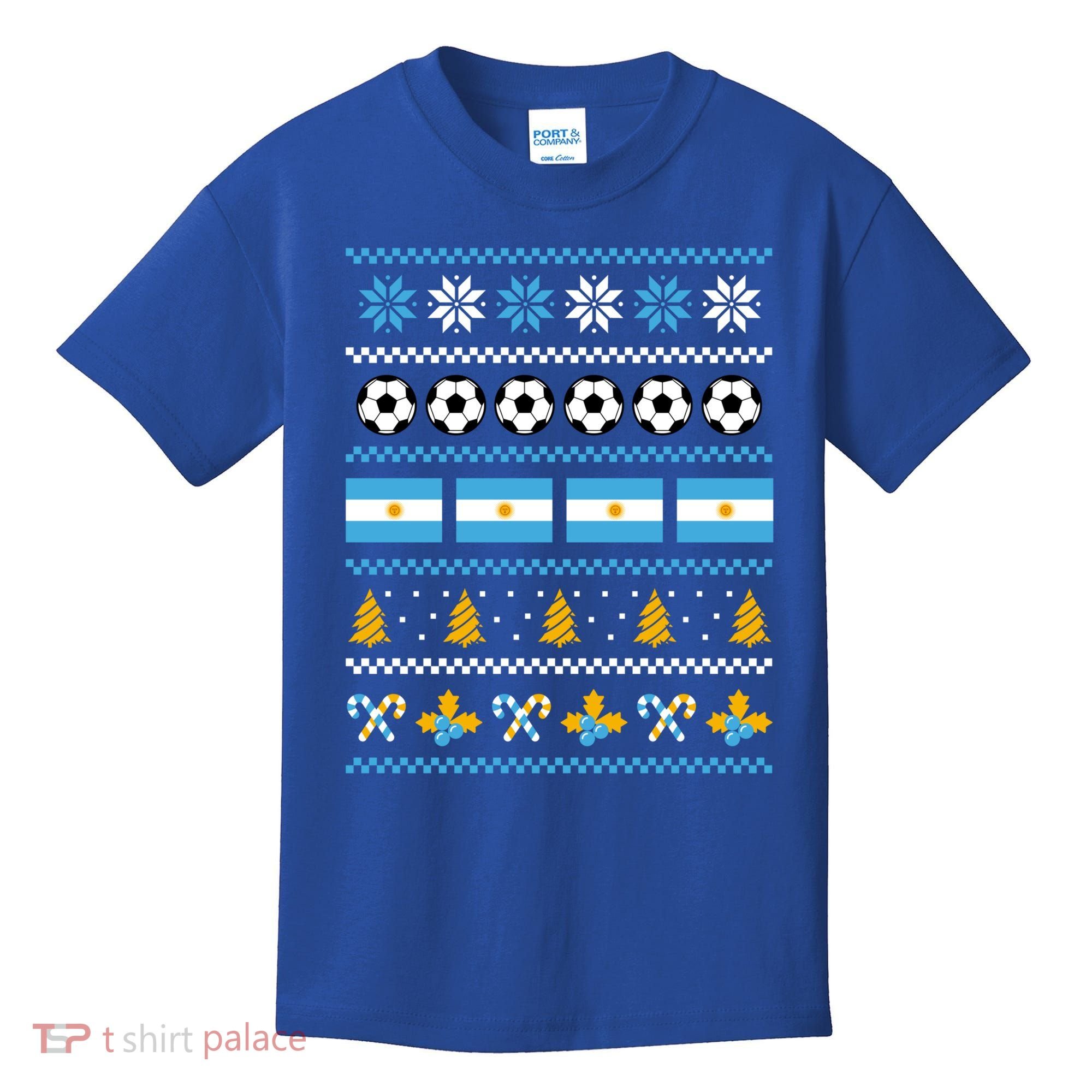 Argentinian Flag Soccer Ugly Christmas Sweater Argentina Cute Gift Kids T-Shirt