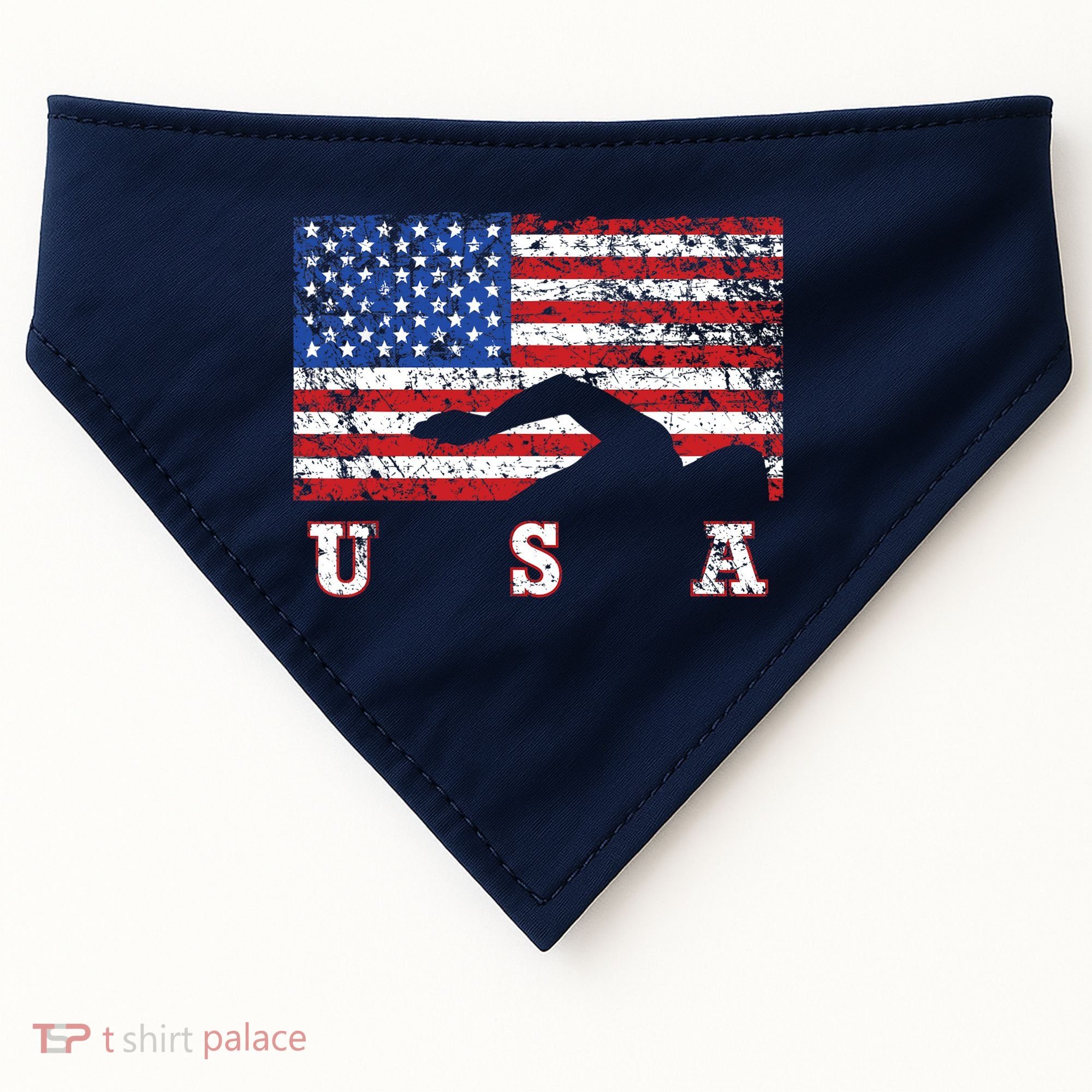 American Flag Swimming USA Gift, Swim Team USA-Made Doggie Bandana