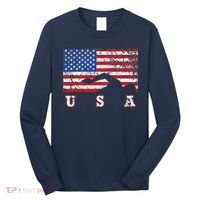 American Flag Swimming USA Gift, Swim Team Long Sleeve Shirt thumb 0