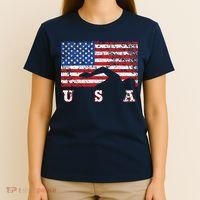 American Flag Swimming USA Gift, Swim Team T-Shirt thumb 4