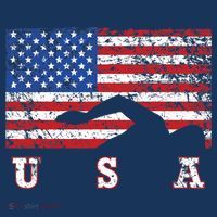 American Flag Swimming USA Gift, Swim Team Button thumb 1
