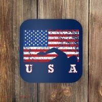American Flag Swimming USA Gift, Swim Team Coaster thumb 0