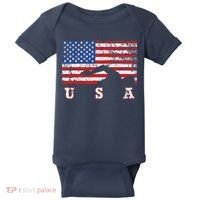 American Flag Swimming USA Gift, Swim Team Baby Bodysuit thumb 0