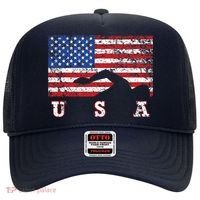 American Flag Swimming USA Gift, Swim Team Hat thumb 0