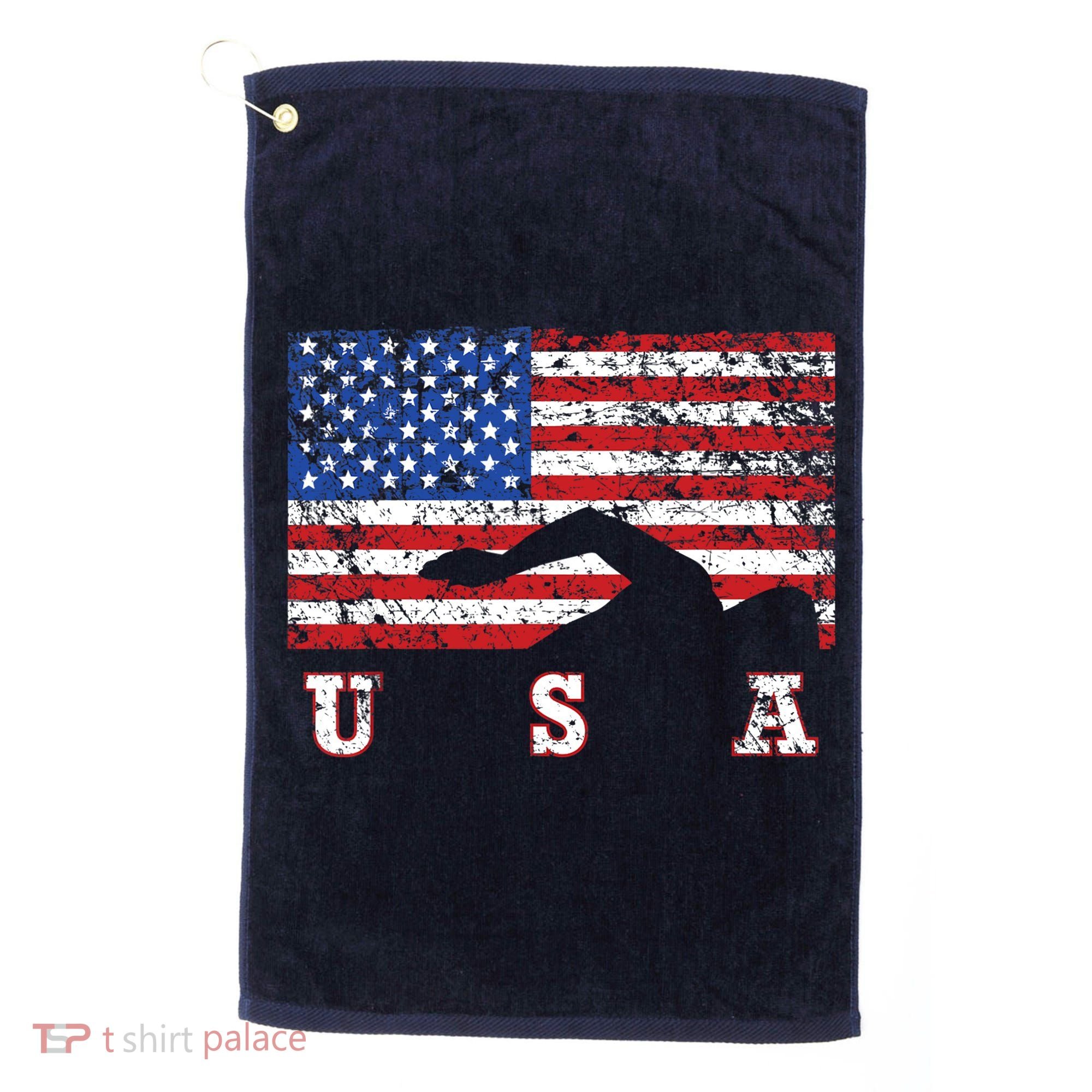 American Flag Swimming USA Gift, Swim Team Golf Towel