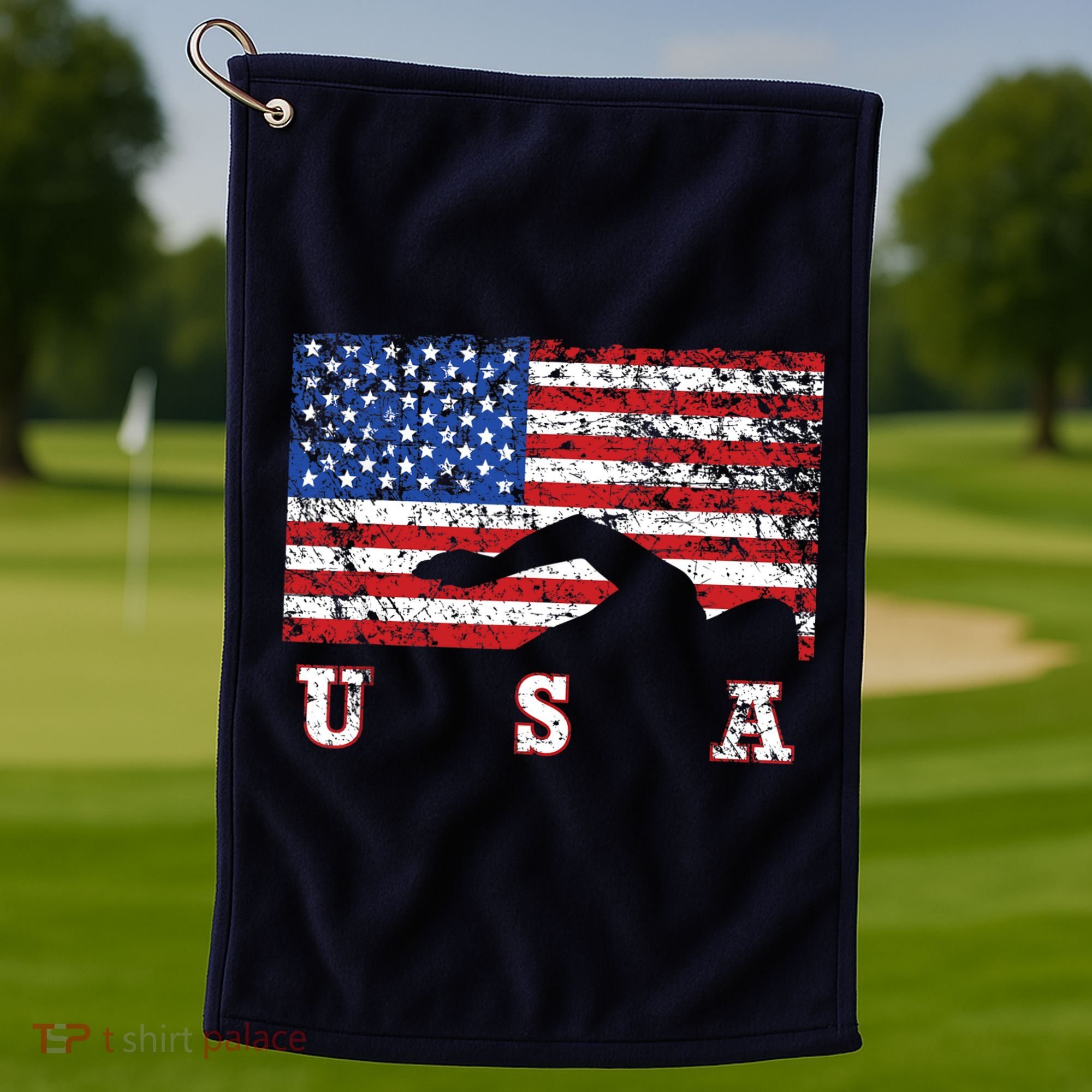 American Flag Swimming USA Gift, Swim Team Golf Towel