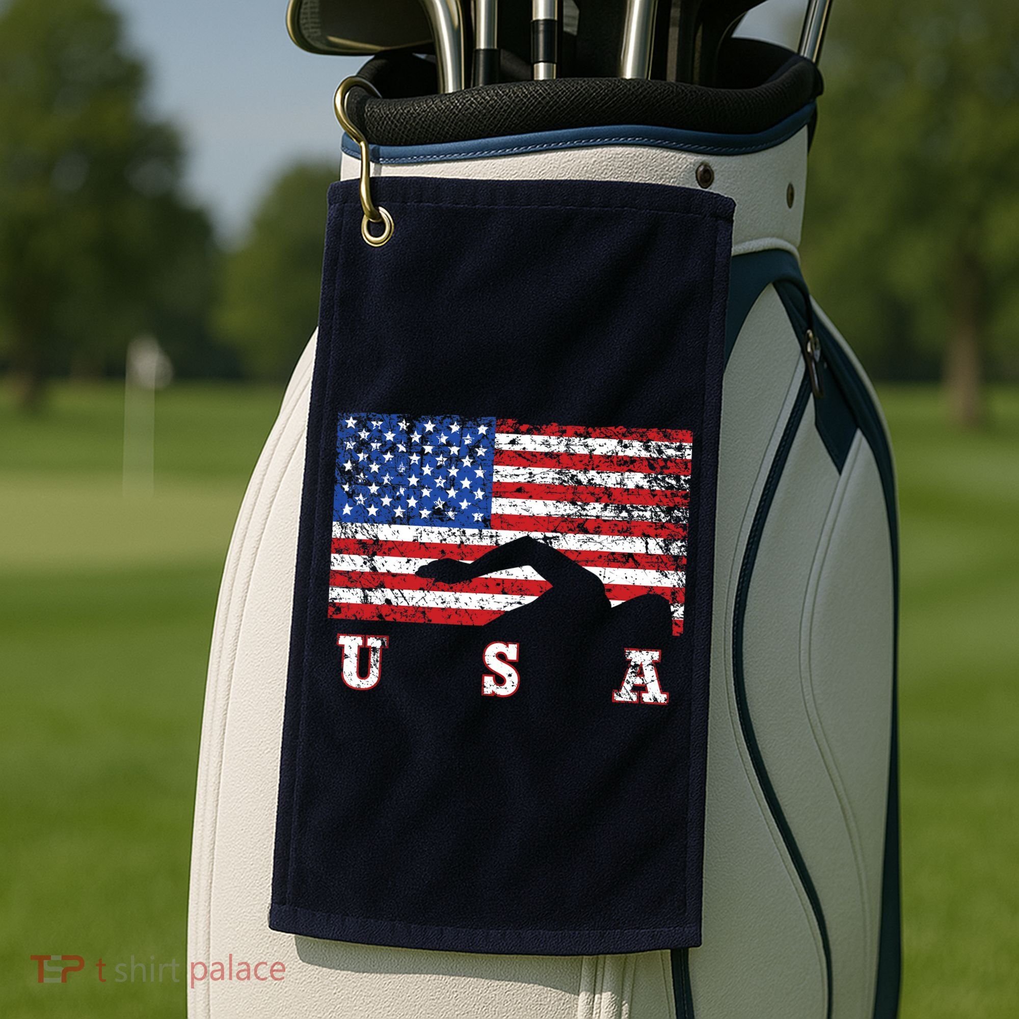 American Flag Swimming USA Gift, Swim Team Golf Towel