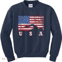 American Flag Swimming USA Gift, Swim Team Kids Sweatshirt thumb 0