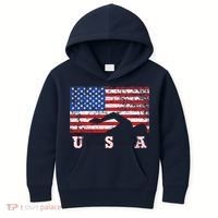 American Flag Swimming USA Gift, Swim Team Kids Hoodie thumb 0