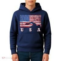 American Flag Swimming USA Gift, Swim Team Kids Hoodie thumb 4