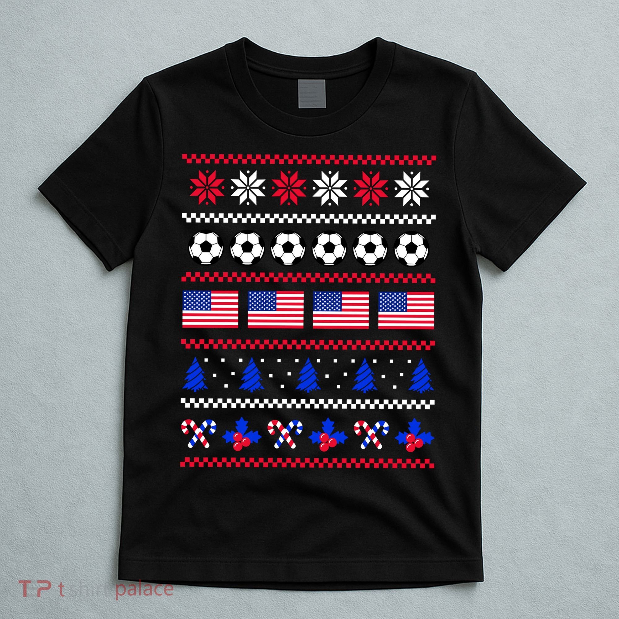 American Flag Soccer Ugly Christmas Sweater America USA T-Shirt