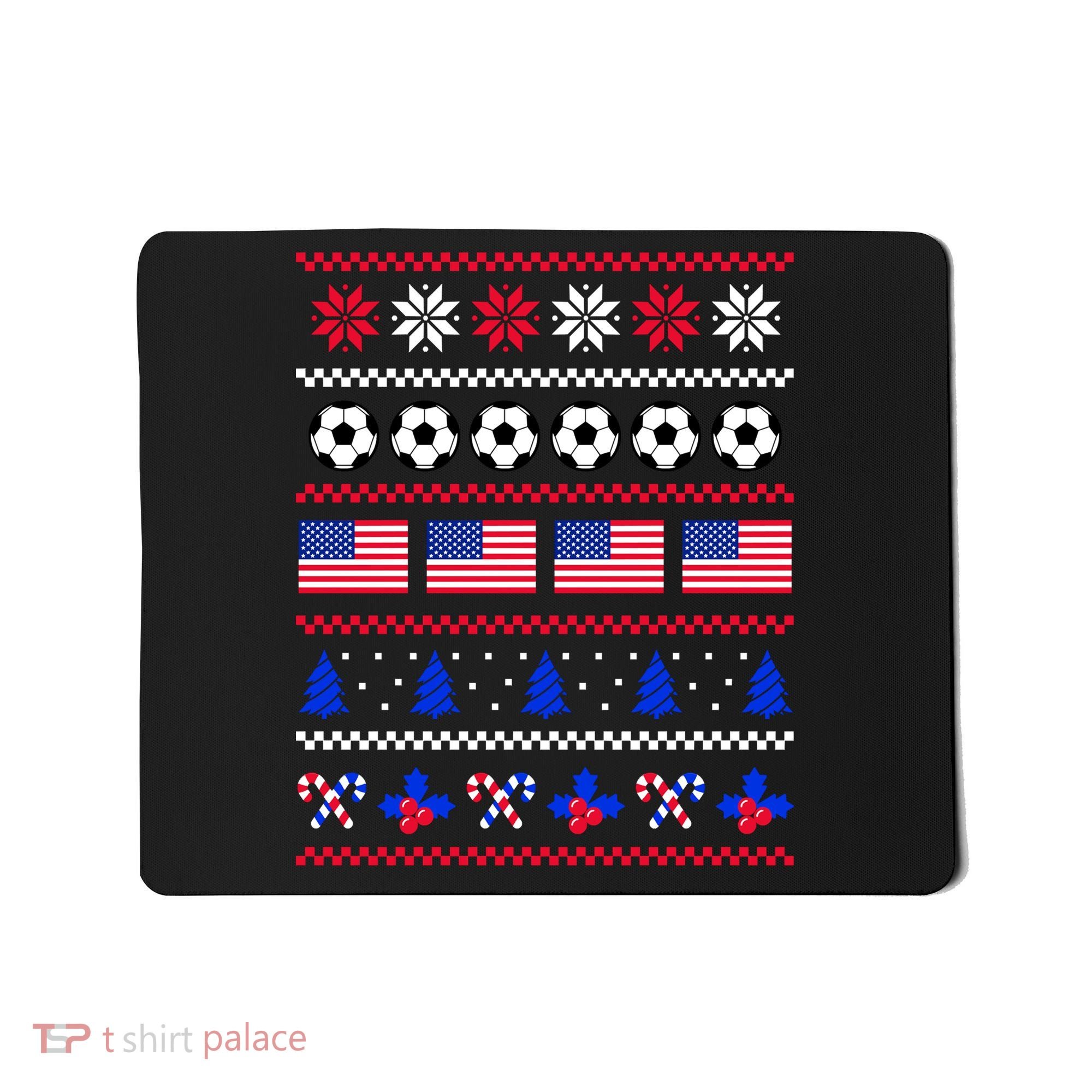 American Flag Soccer Ugly Christmas Sweater America USA Mousepad