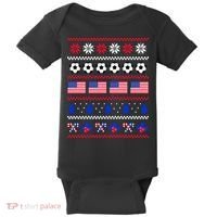 American Flag Soccer Ugly Christmas Sweater America USA Baby Bodysuit thumb 0