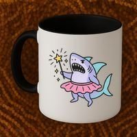 Angry Fairy Shark With Magic Wand And Tutu Art Coffee Mug thumb 2