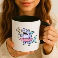 Angry Fairy Shark With Magic Wand And Tutu Art Coffee Mug thumb 3