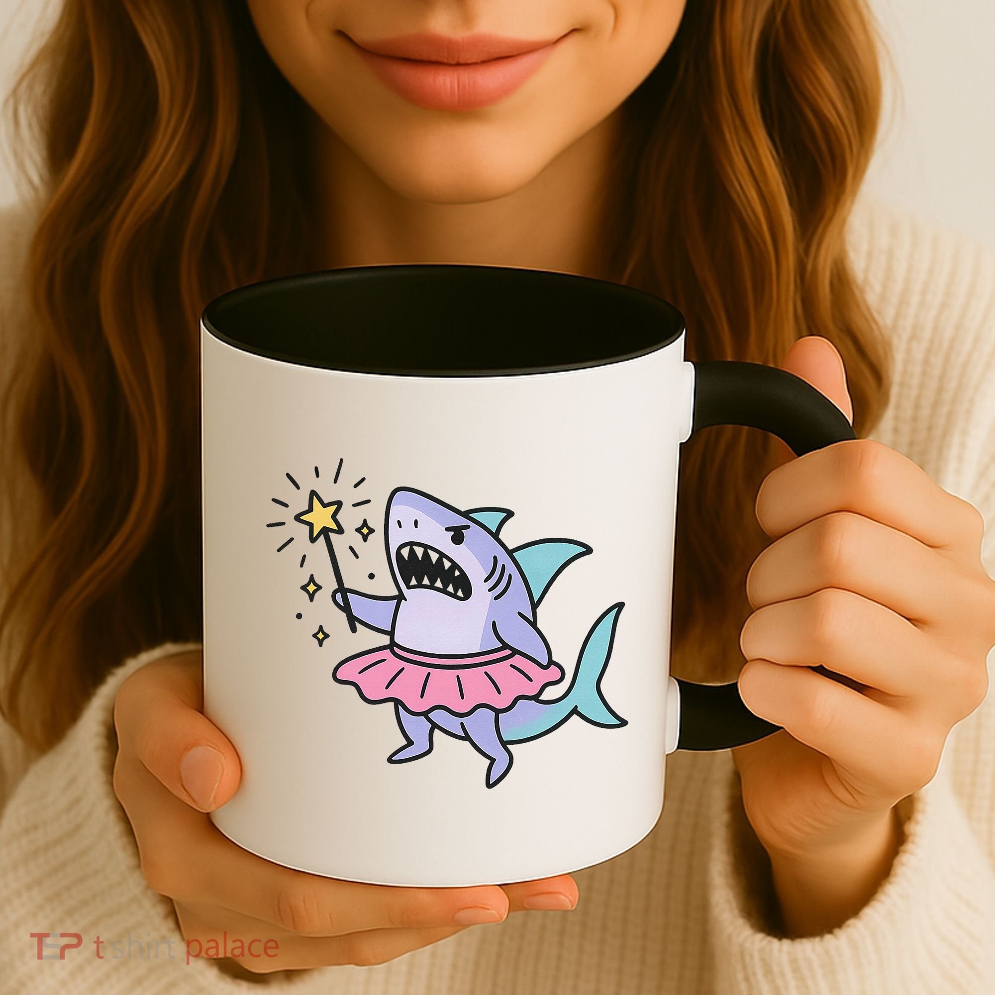 Angry Fairy Shark With Magic Wand And Tutu Art Coffee Mug