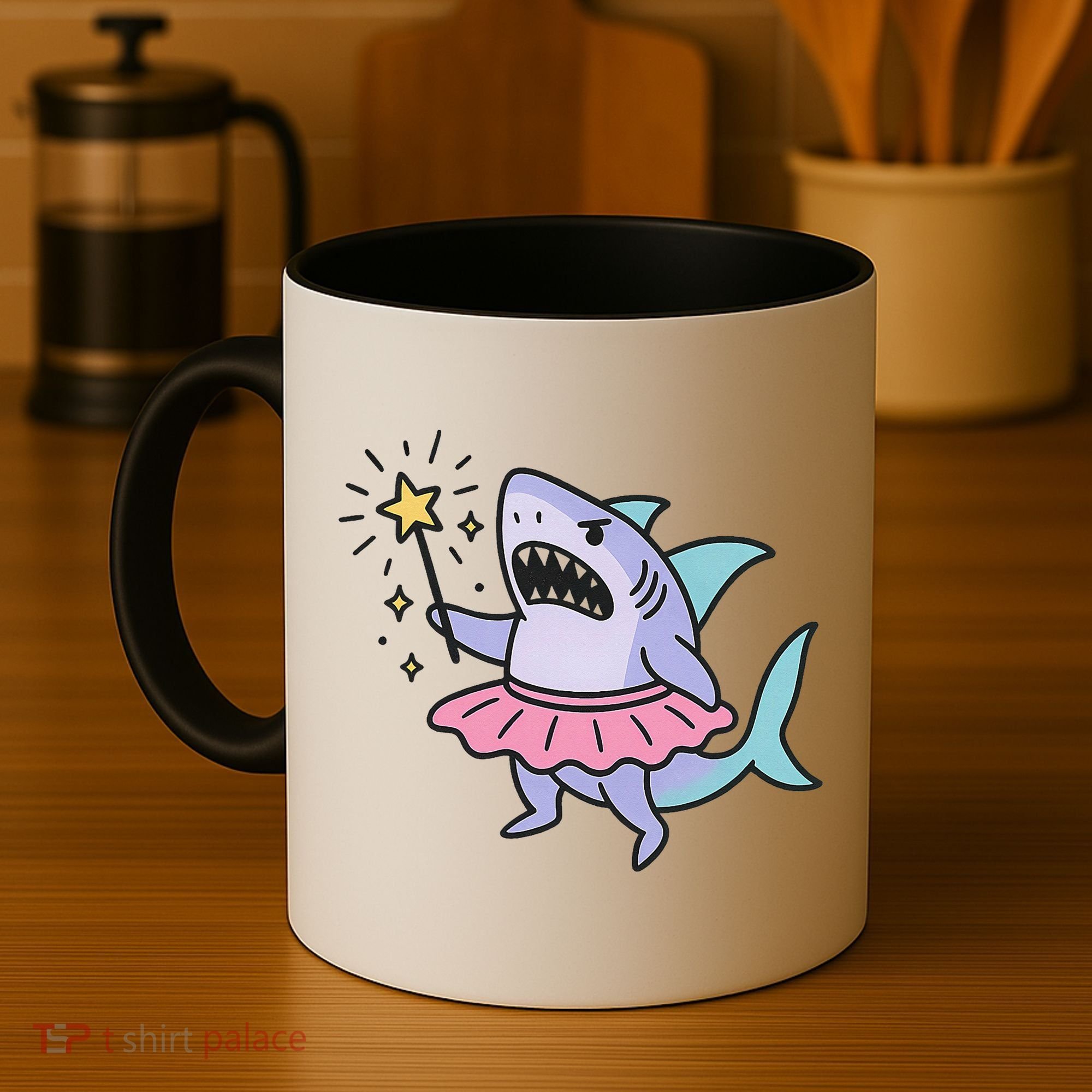 Angry Fairy Shark With Magic Wand And Tutu Art Coffee Mug
