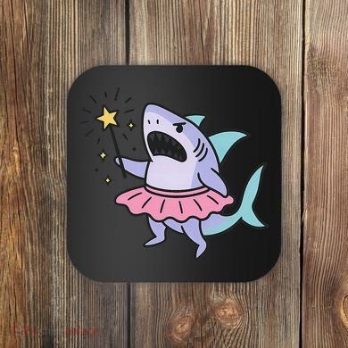 Angry Fairy Shark With Magic Wand And Tutu Art Coaster