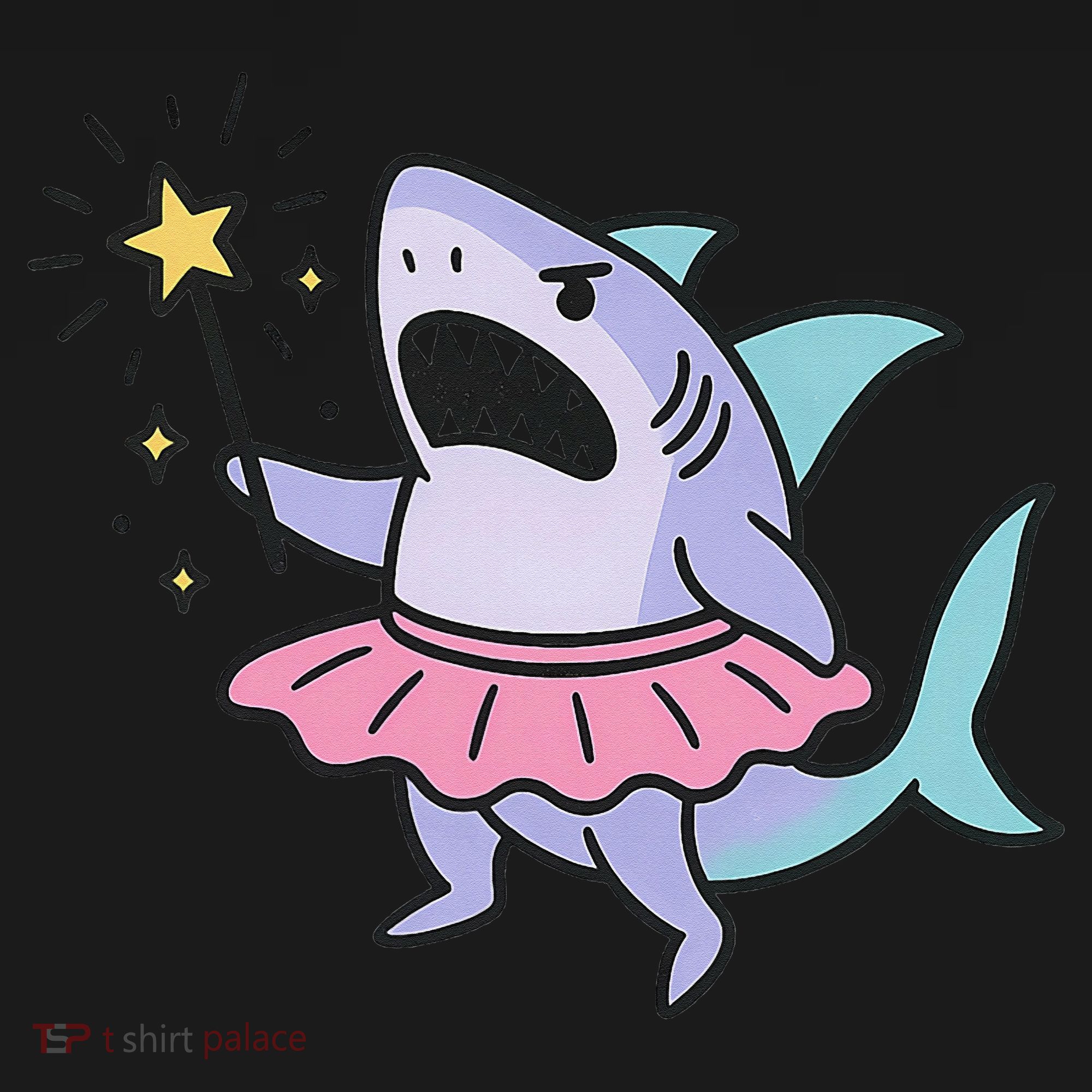 Angry Fairy Shark With Magic Wand And Tutu Art Coaster