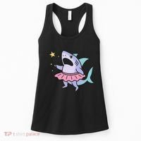 Angry Fairy Shark With Magic Wand And Tutu Art Women's Tank Top thumb 0