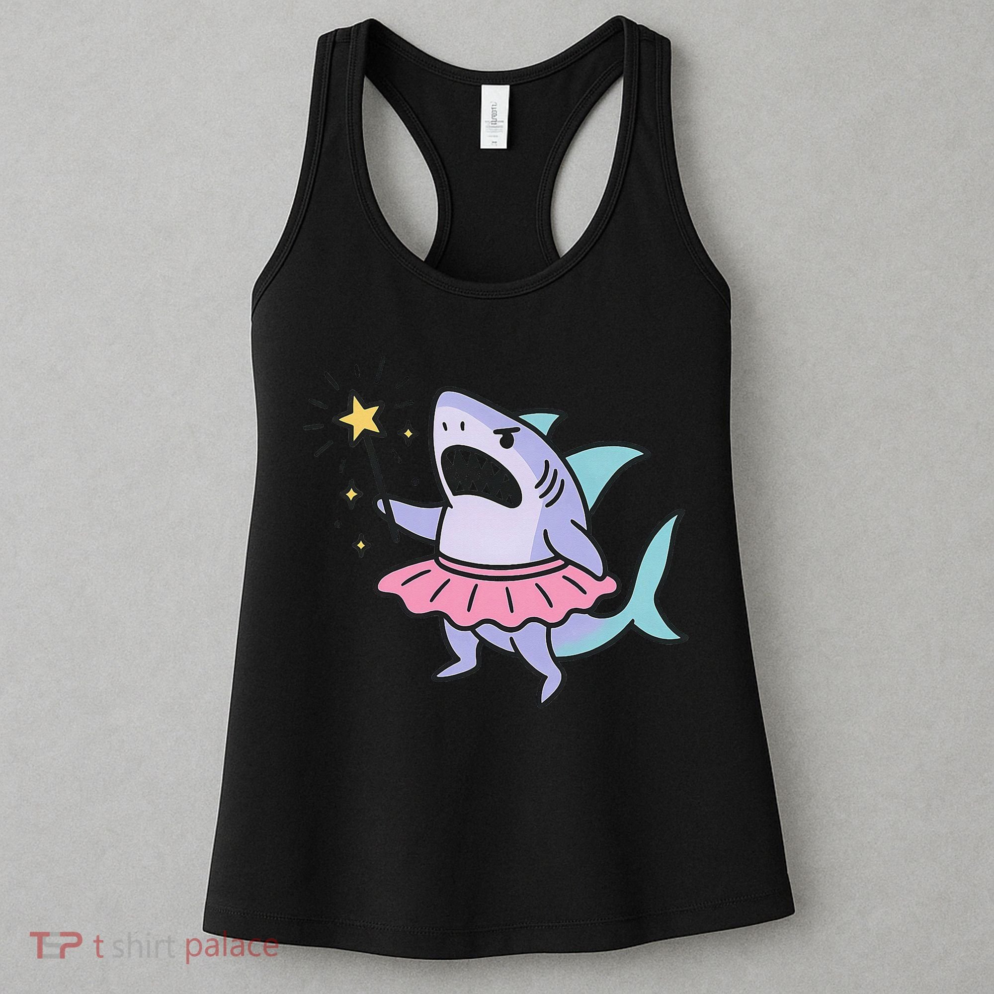 Angry Fairy Shark With Magic Wand And Tutu Art Women's Tank Top