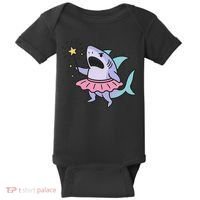 Angry Fairy Shark With Magic Wand And Tutu Art Baby Bodysuit thumb 0