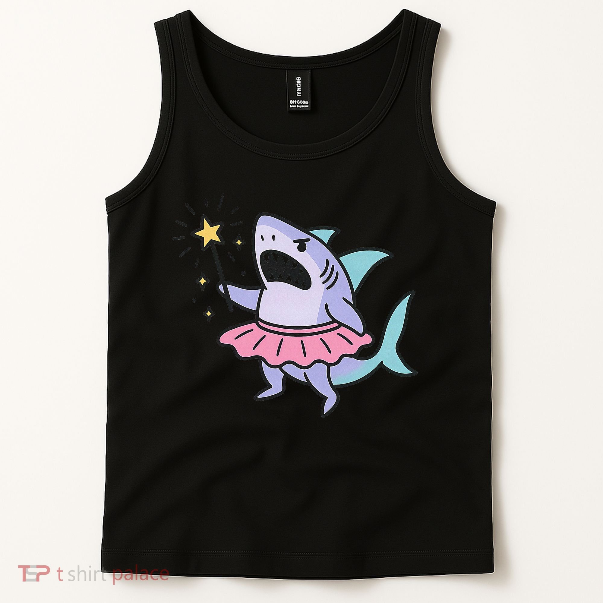 Angry Fairy Shark With Magic Wand And Tutu Art Tank Top