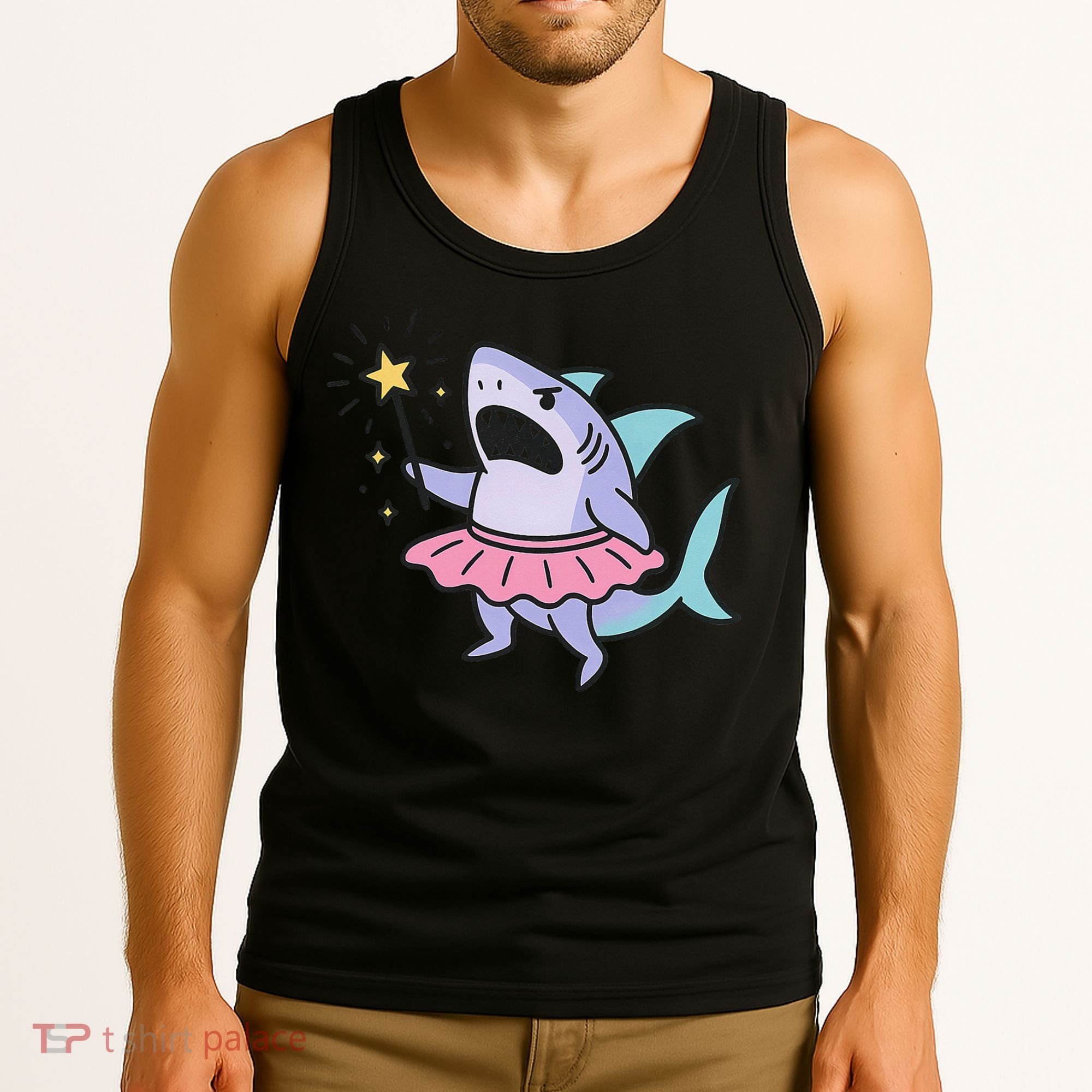 Angry Fairy Shark With Magic Wand And Tutu Art Tank Top