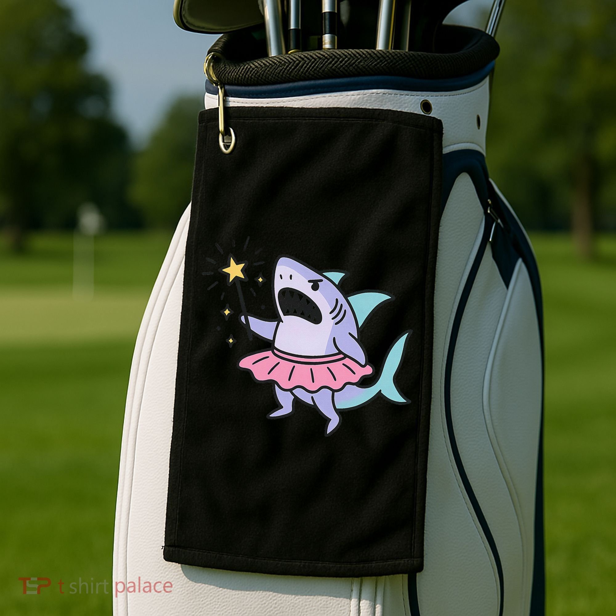 Angry Fairy Shark With Magic Wand And Tutu Art Golf Towel