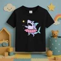 Angry Fairy Shark With Magic Wand And Tutu Art Toddler T-Shirt thumb 3