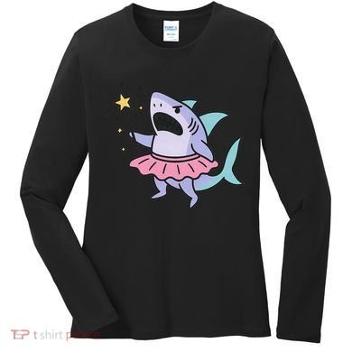 Angry Fairy Shark With Magic Wand And Tutu Art Women's Long Sleeve Shirt