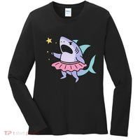 Angry Fairy Shark With Magic Wand And Tutu Art Women's Long Sleeve Shirt thumb 0