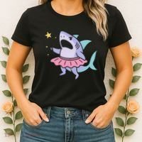 Angry Fairy Shark With Magic Wand And Tutu Art Women's T-Shirt thumb 2