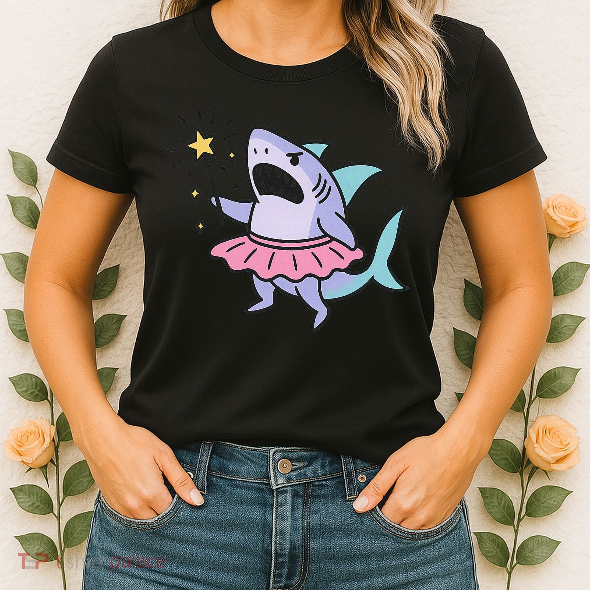 Angry Fairy Shark With Magic Wand And Tutu Art Women's T-Shirt