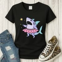 Angry Fairy Shark With Magic Wand And Tutu Art Women's T-Shirt thumb 3
