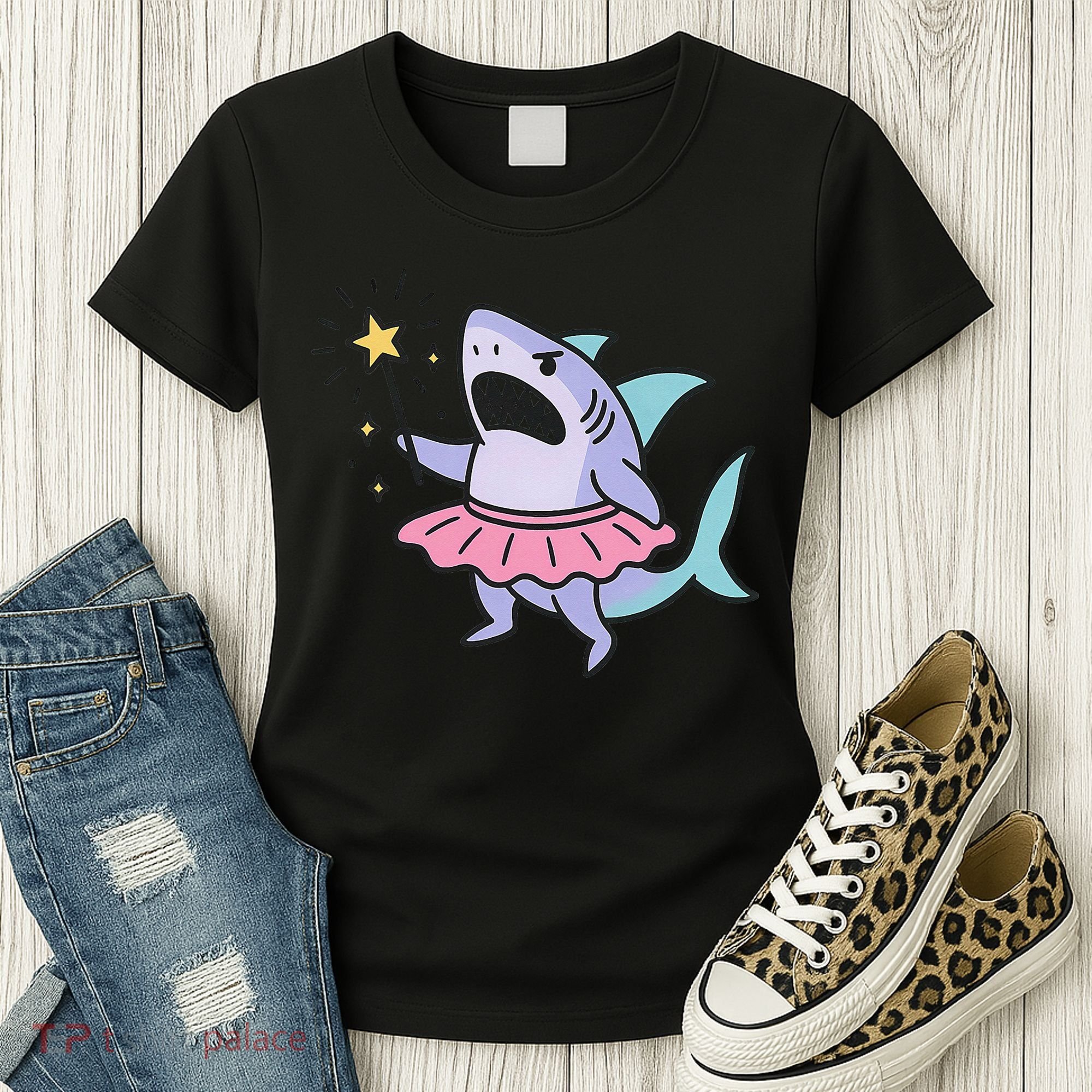 Angry Fairy Shark With Magic Wand And Tutu Art Women's T-Shirt