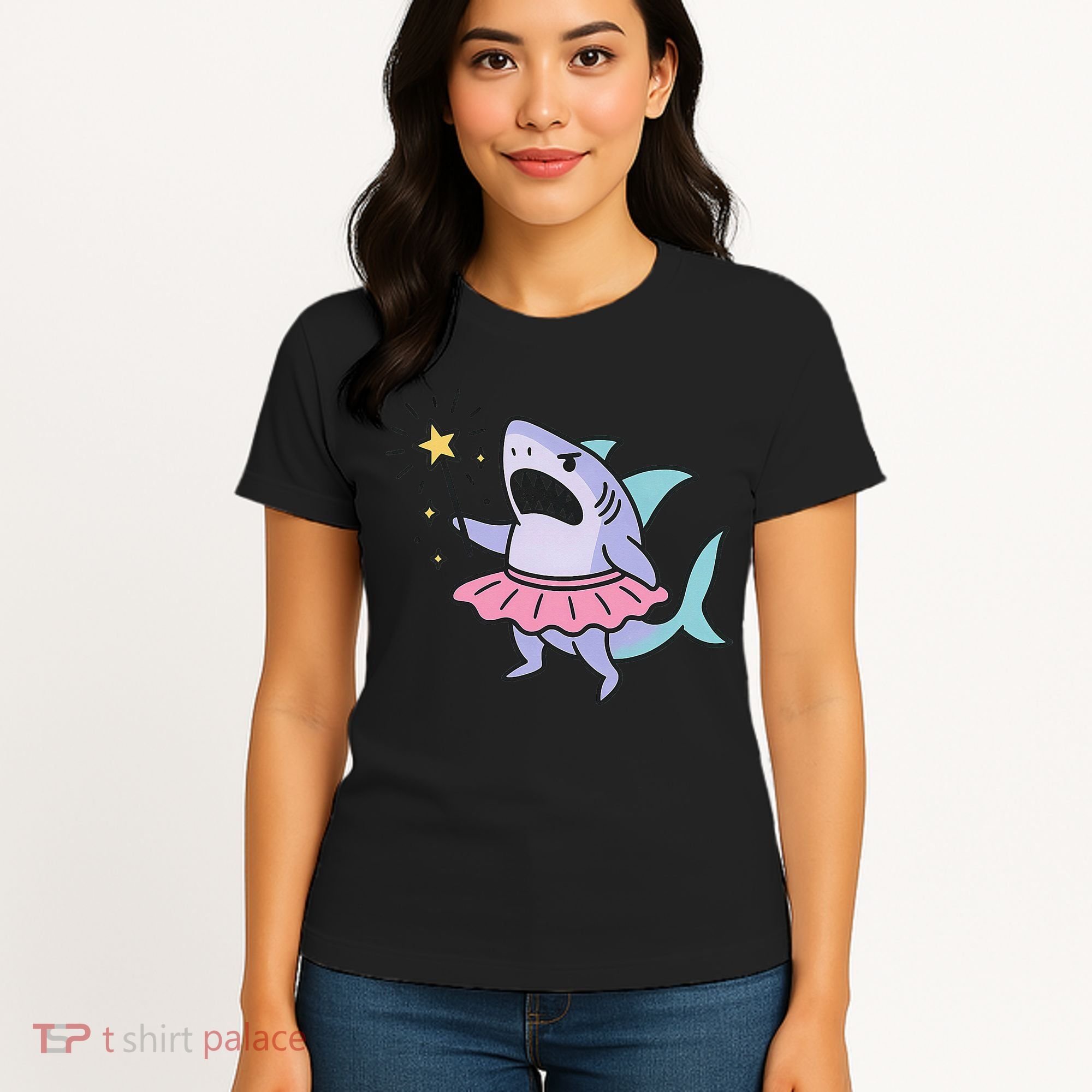Angry Fairy Shark With Magic Wand And Tutu Art Women's T-Shirt