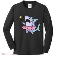 Angry Fairy Shark With Magic Wand And Tutu Art Kids Long Sleeve Shirt thumb 0