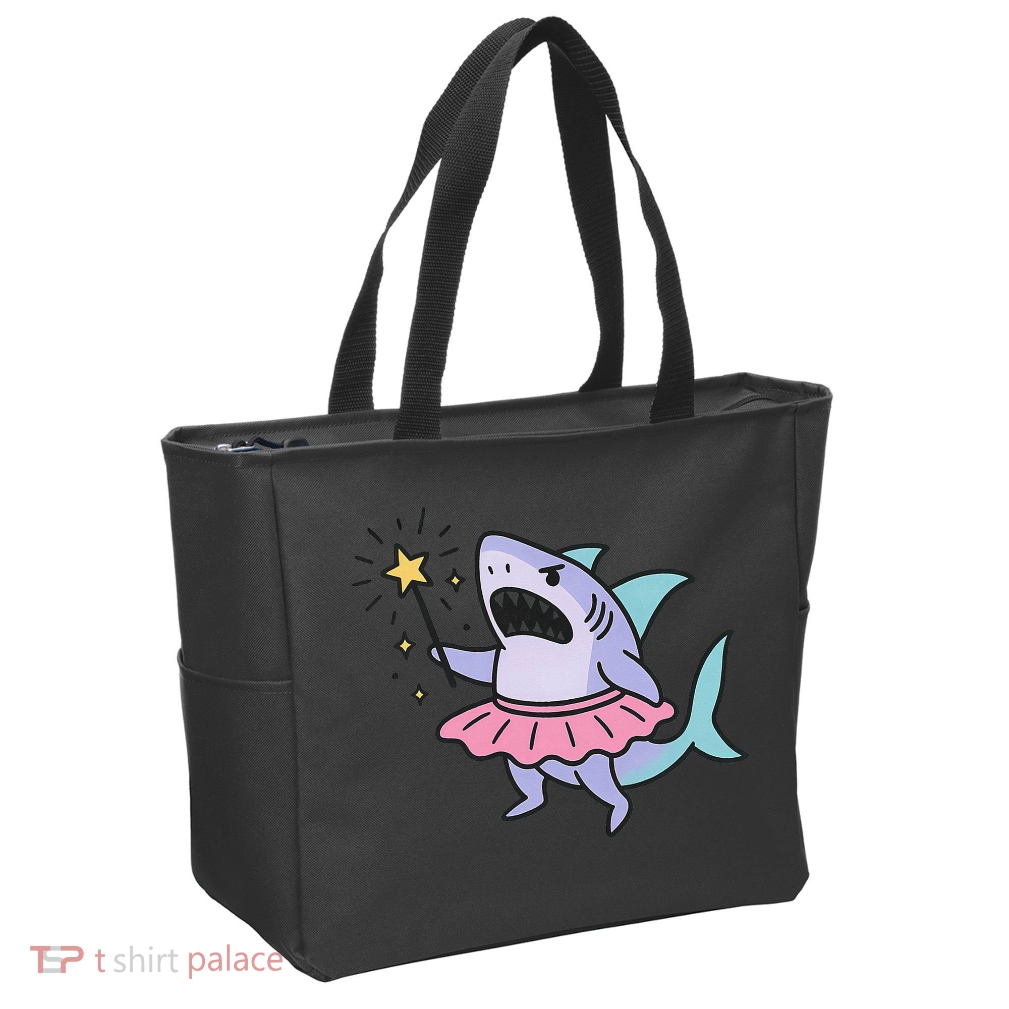 Angry Fairy Shark With Magic Wand And Tutu Art Tote Bag