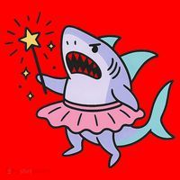 Angry Fairy Shark With Magic Wand And Tutu Art Santa Hat thumb 1