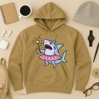 Angry Fairy Shark With Magic Wand And Tutu Art Hoodie thumb 3