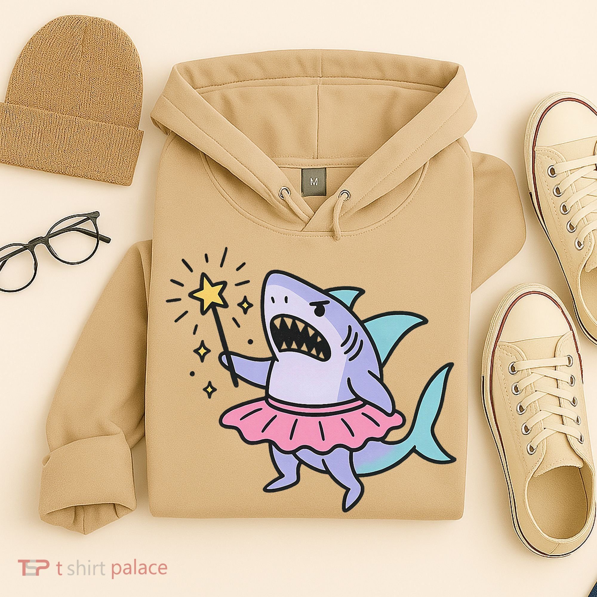 Angry Fairy Shark With Magic Wand And Tutu Art Hoodie