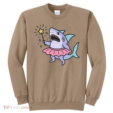 Angry Fairy Shark With Magic Wand And Tutu Art Sweatshirt