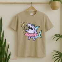 Angry Fairy Shark With Magic Wand And Tutu Art T-Shirt thumb 2