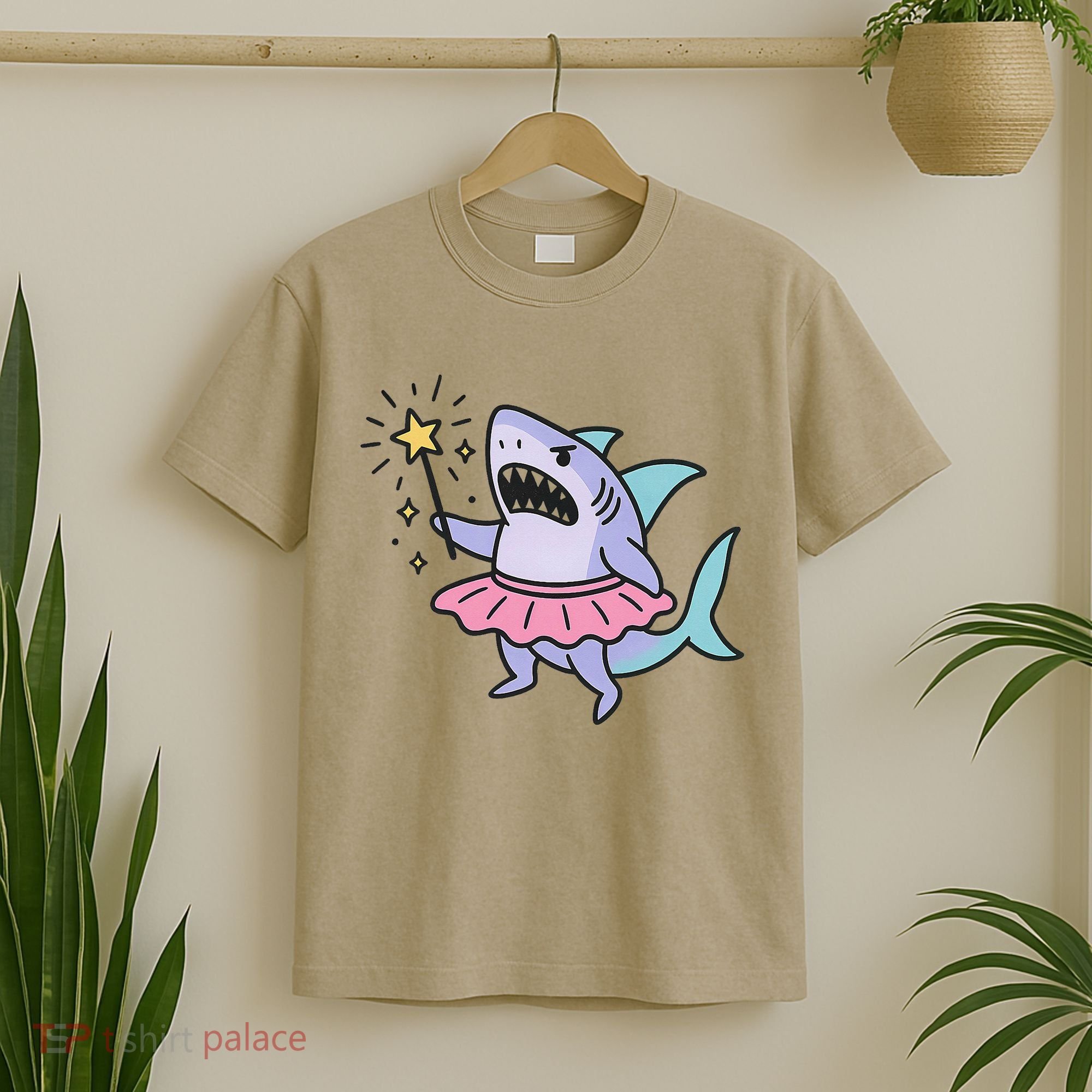 Angry Fairy Shark With Magic Wand And Tutu Art T-Shirt