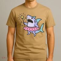 Angry Fairy Shark With Magic Wand And Tutu Art T-Shirt thumb 3