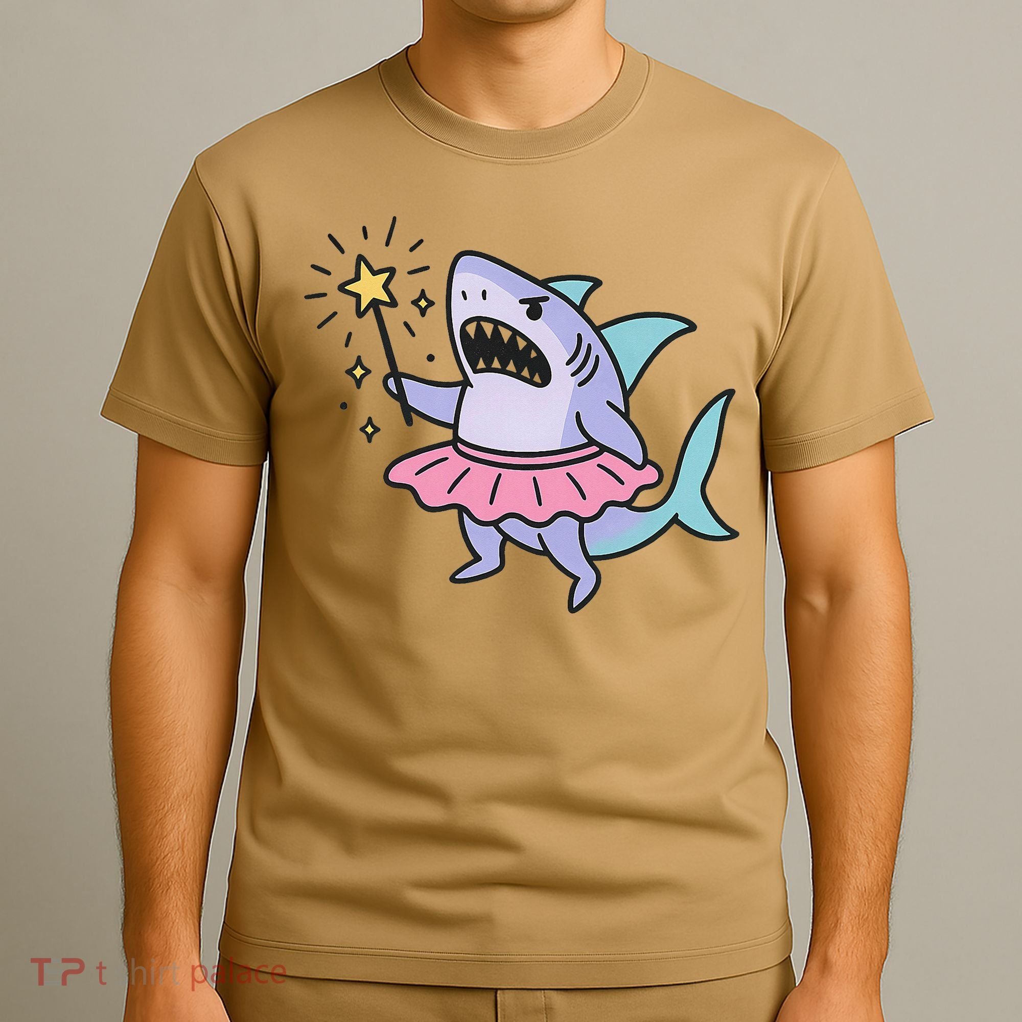 Angry Fairy Shark With Magic Wand And Tutu Art T-Shirt