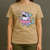 Angry Fairy Shark With Magic Wand And Tutu Art T-Shirt thumb 4