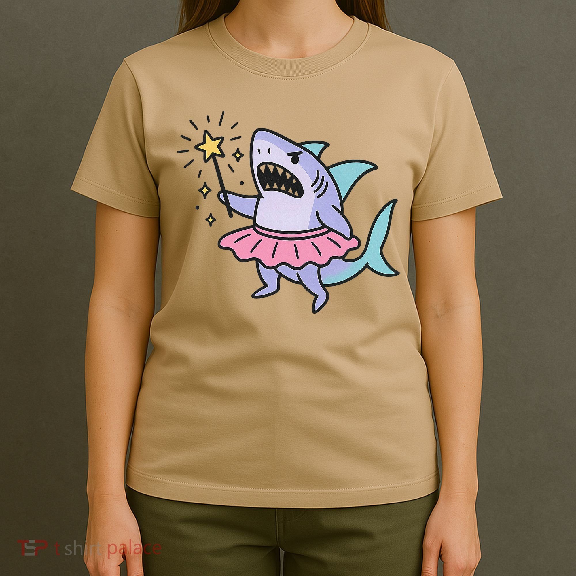 Angry Fairy Shark With Magic Wand And Tutu Art T-Shirt