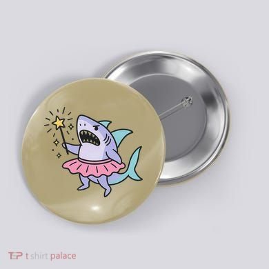 Angry Fairy Shark With Magic Wand And Tutu Art Button